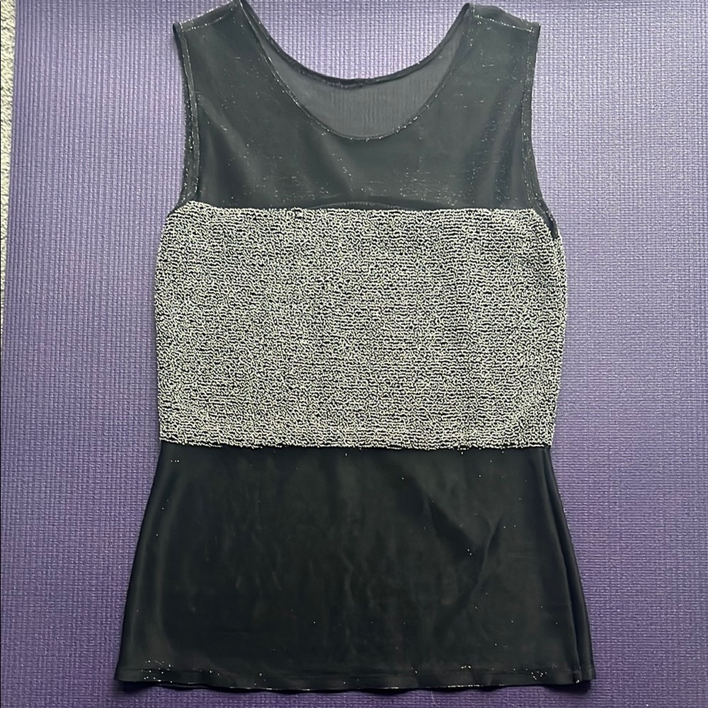 Black and Silver Sleeveless Top